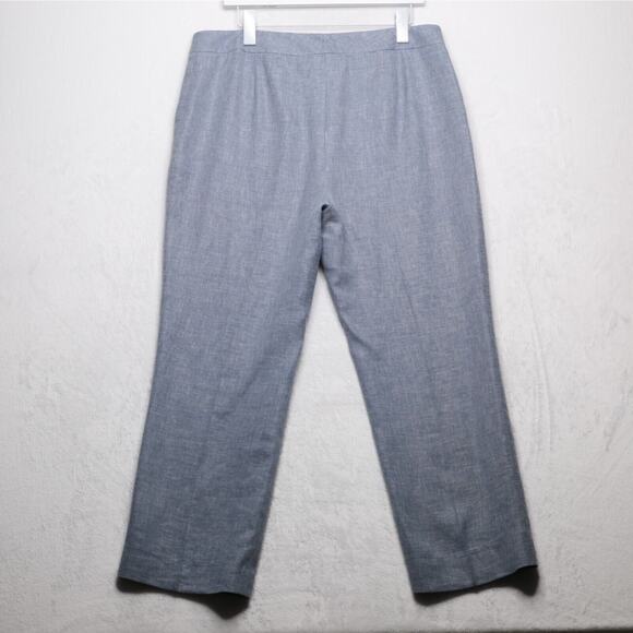 LAFAYETTE 148 Barrow Linen Wool Silk Straight Leg Pants Blue Quiet Luxury Sz 12 - Picture 4 of 7